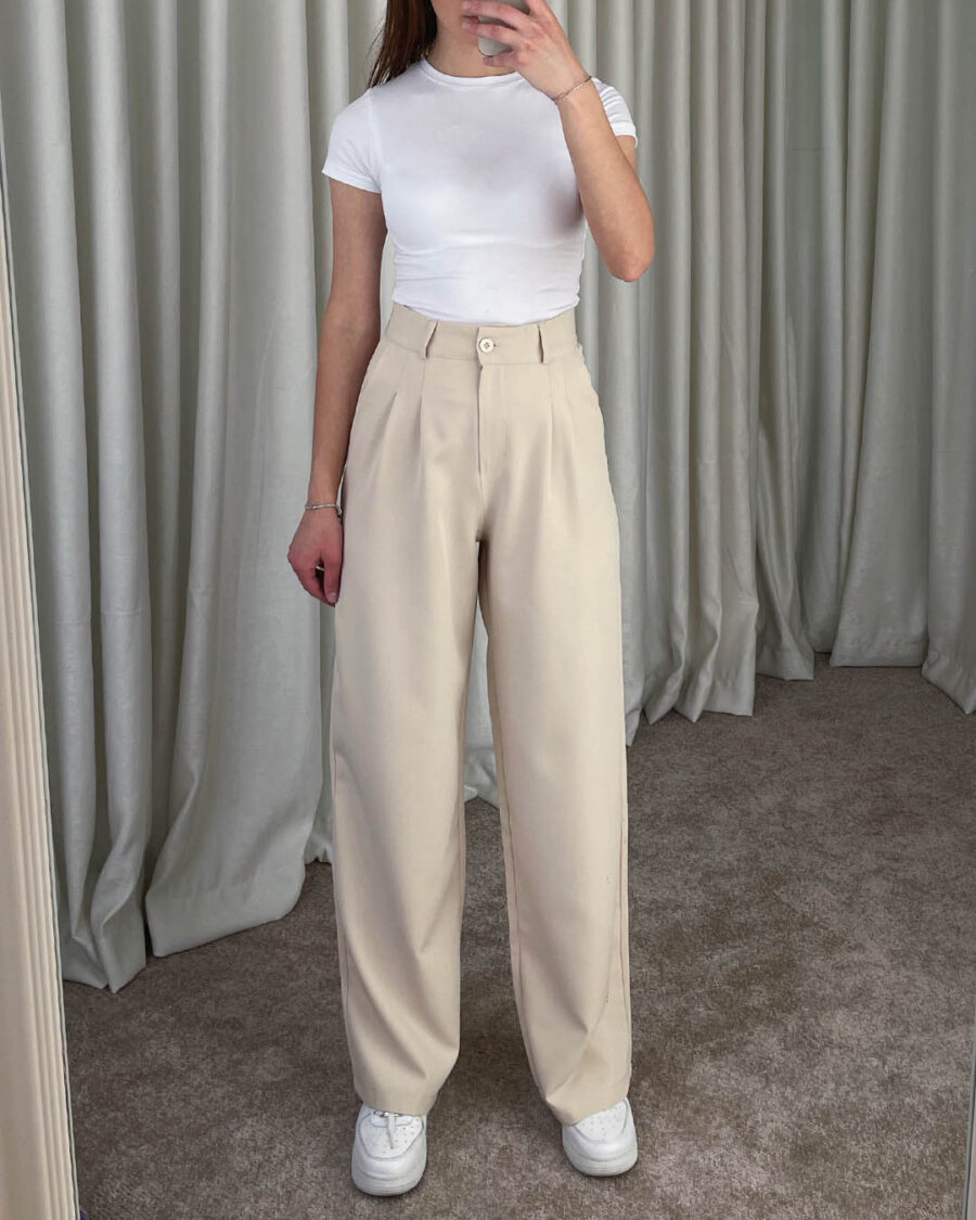 Palazzo hlače Ares - cream - Slika 1