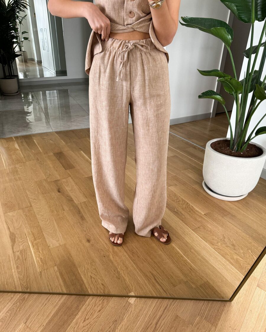 Dvodjelni laneni set Laurent - smeđi - Slika 6