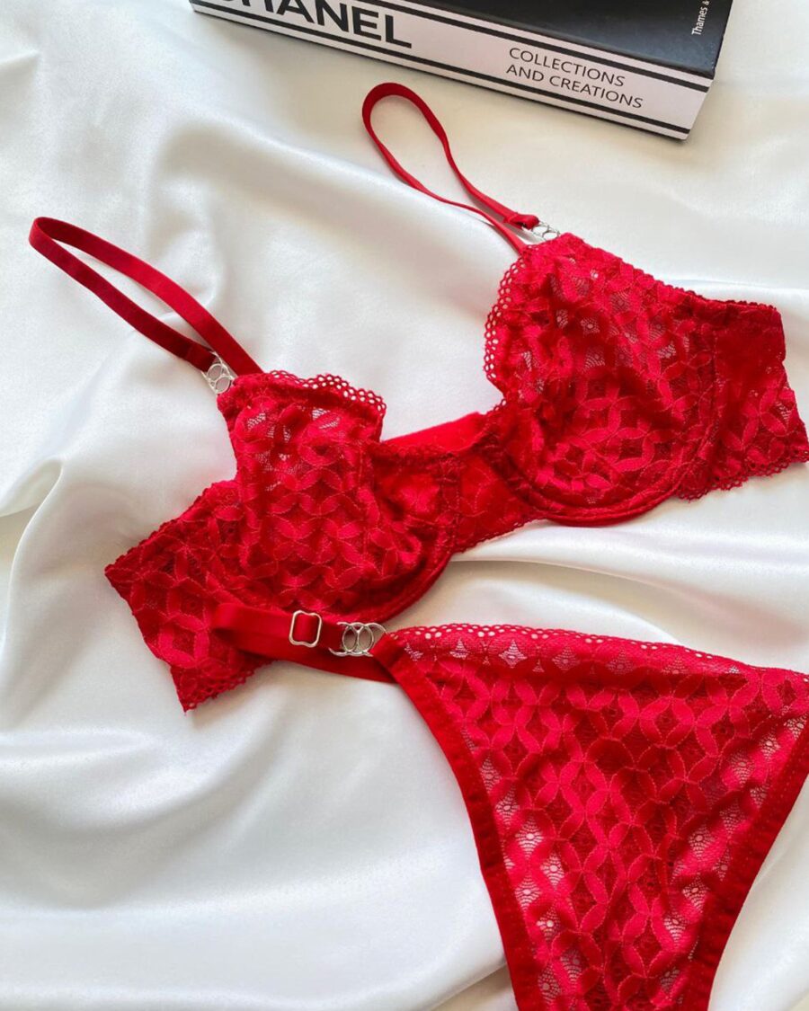 Lingerie set Retro - crveni - Slika 3
