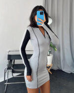 Mini haljina sa zipperom Sasha - siva