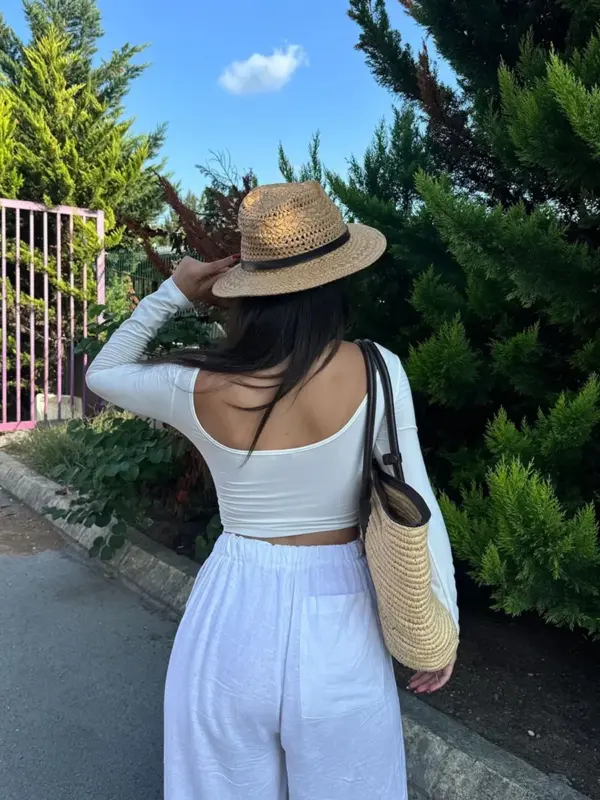 Crop majica Lila- bijela 7 Lunatik