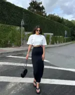 Midi suknja sa prorezom Petra - crna - Slika 5