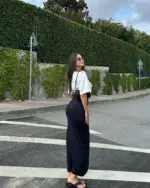 Midi suknja sa prorezom Petra - crna - Slika 4