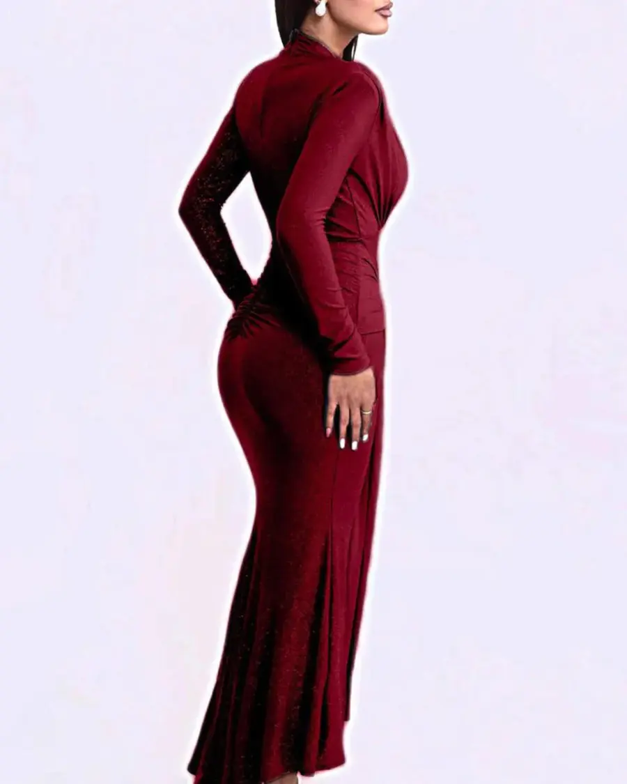 Maxi haljina Amanda - bordo - Slika 2