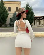 Mini haljina Callie - cream - Slika 7