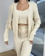 Trodjelni pleteni set Sofiane - cream - Slika 3