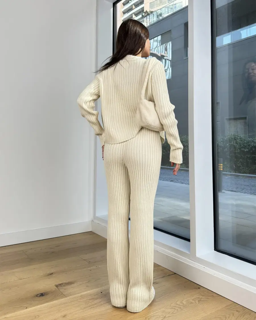 Trodjelni pleteni set Sofiane - cream - Slika 2