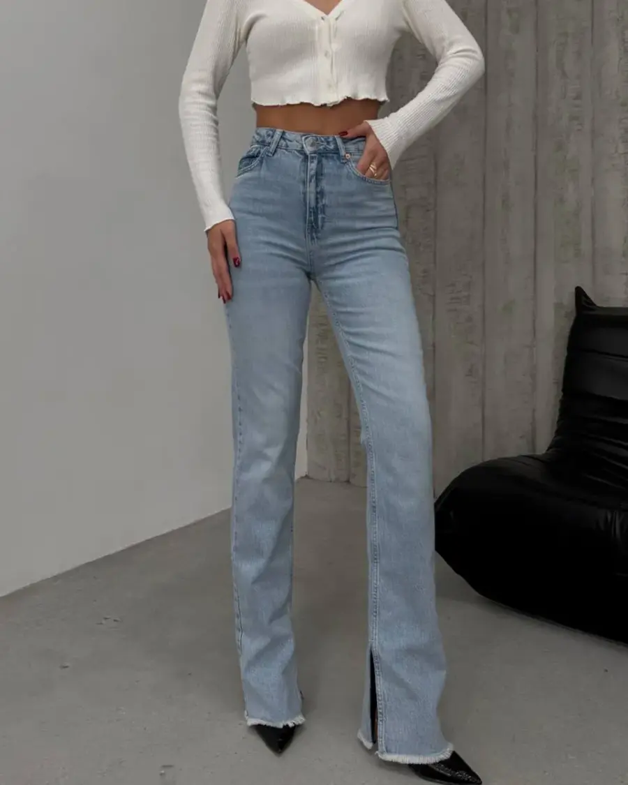 Flare farmerice sa prorezima Bronx - svijetli teksas - Slika 3