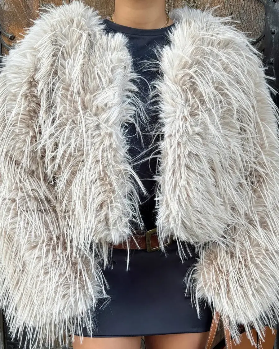 Krznena jakna Blaise - bež - Slika 6