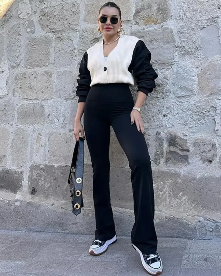 Flare tajice Robyn - crne - Slika 2