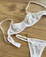 Dvodjelni lingerie set Mesh - bijeli - Slika 3