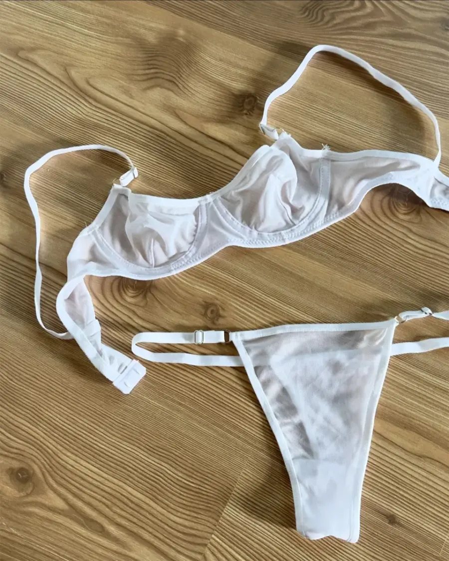 Dvodjelni lingerie set Mesh - bijeli - Slika 2