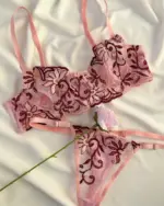 Dvodjelni lingerie set Cleo - rozi - Slika 4