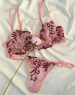 Dvodjelni lingerie set Cleo - rozi - Slika 3