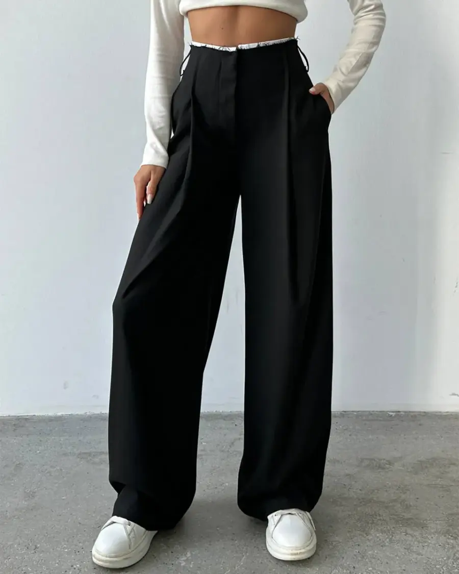 Palazzo hlače Tallulah - crne - Slika 4