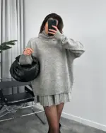 Dvodjelni pleteni set Playa - svijetlo sivi - Slika 3