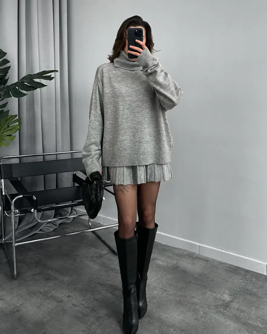 Dvodjelni pleteni set Playa - svijetlo sivi - Slika 5