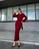 Midi triko haljina Miranda - bordo - Slika 3