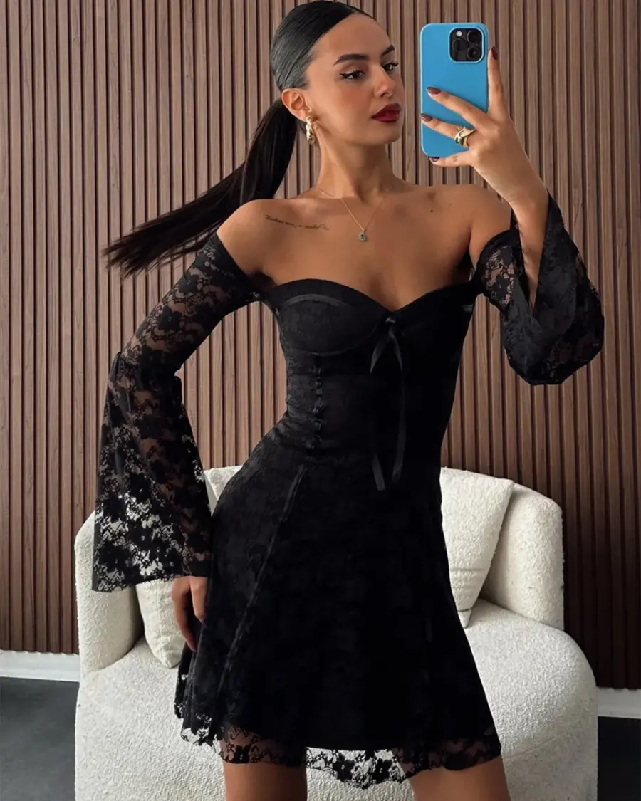 Mini haljina Clemmy - crna - Slika 2