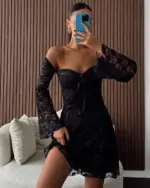 Mini haljina Clemmy - crna - Slika 3