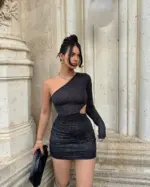 Mini haljina Larina - crna - Slika 2