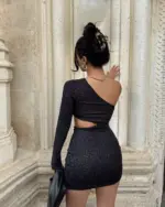 Mini haljina Larina - crna - Slika 3