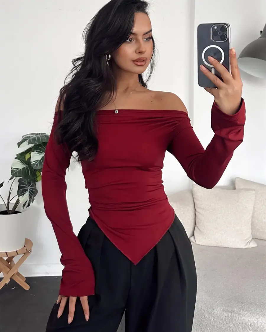 Majica Wren - bordo - Slika 3