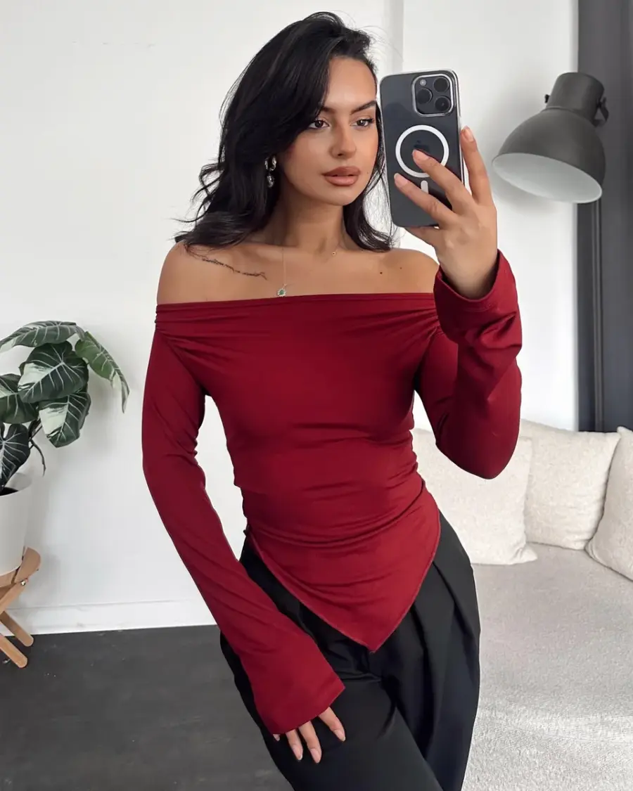 Majica Wren - bordo - Slika 2