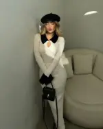 Midi triko haljina Aldona - cream - Slika 2