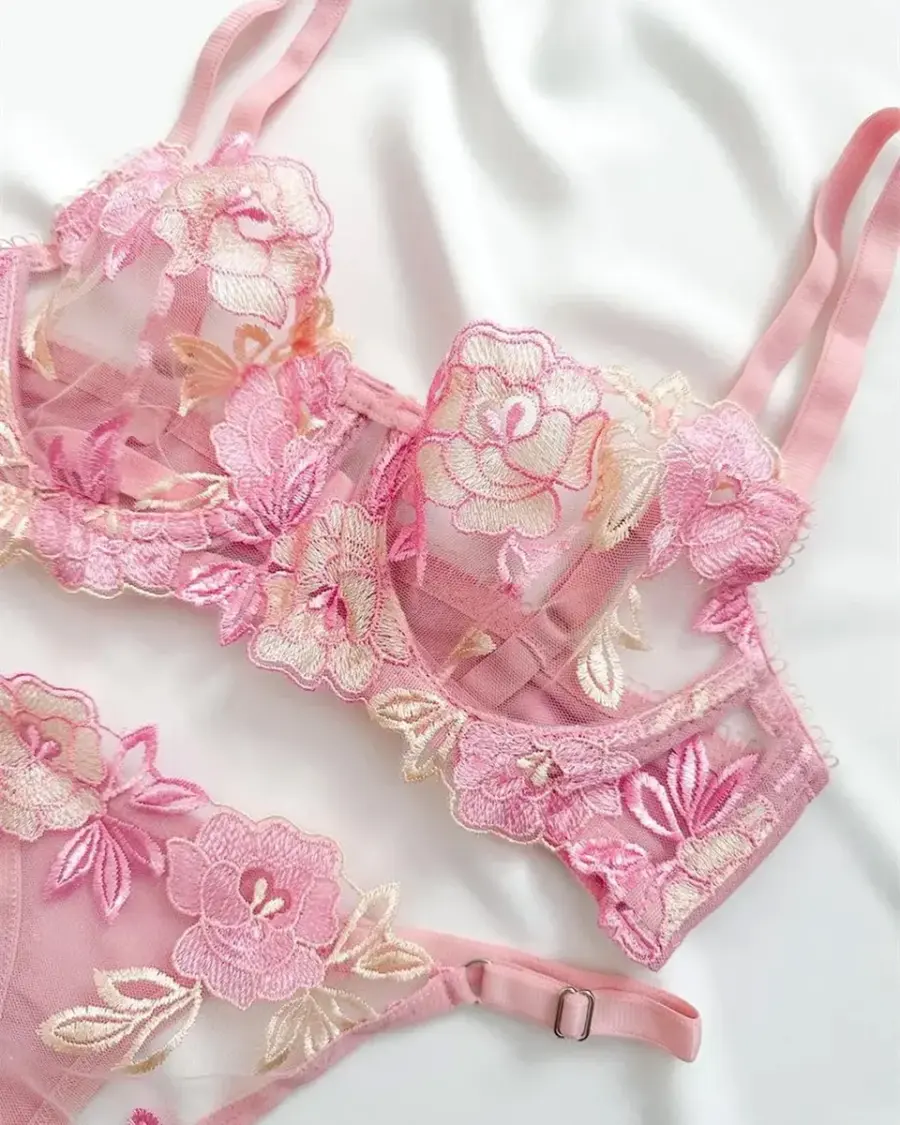 Dvodjelni lingerie set Carla - rozi - Slika 5