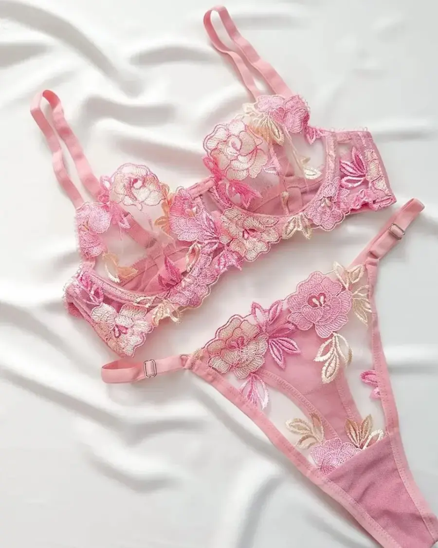 Dvodjelni lingerie set Carla - rozi - Slika 3