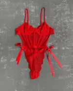 Lingerie body Valencia - crveni - Slika 5