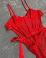 Lingerie body Valencia - crveni - Slika 6