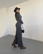 Dvodjelni pleteni set Ania - antracit - Slika 2