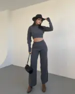 Dvodjelni pleteni set Ania - antracit - Slika 4