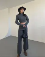 Dvodjelni pleteni set Ania - antracit - Slika 3