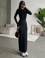 Midi haljina Sara - crna - Slika 4