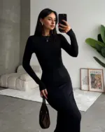 Midi haljina Sara - crna - Slika 3