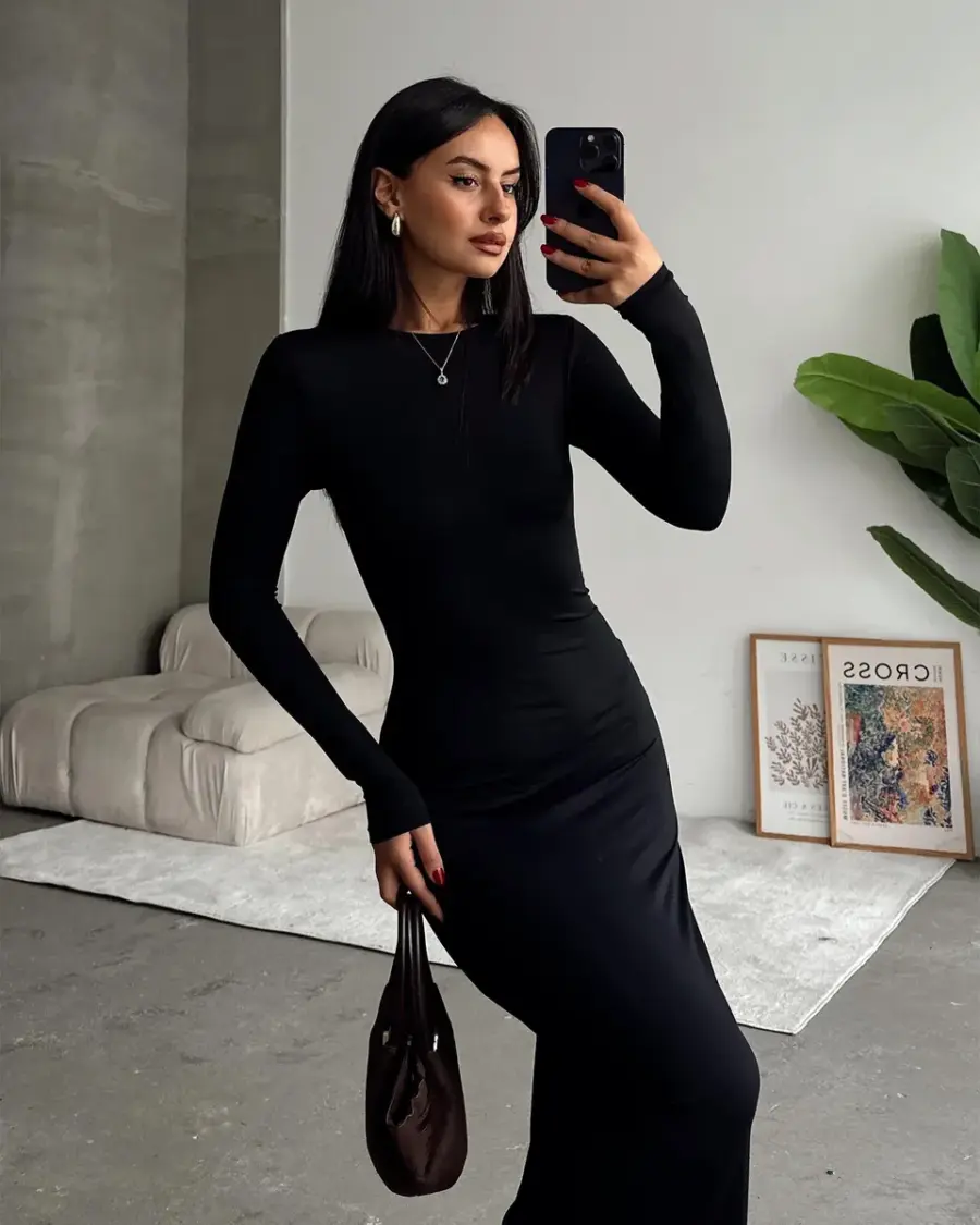 Midi haljina Sara - crna - Slika 3