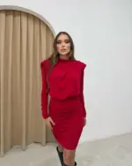 Mini haljina Evelie - crvena - Slika 2