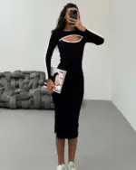 Midi haljina Wilona - crna - Slika 3