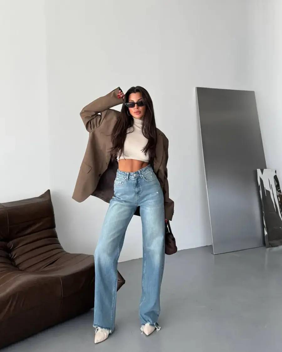 Farmerice široka nogavica Camden - svijetli teksas - Slika 2