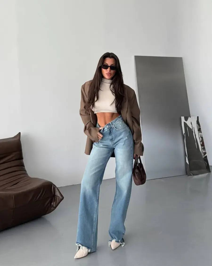 Farmerice široka nogavica Camden - svijetli teksas - Slika 3