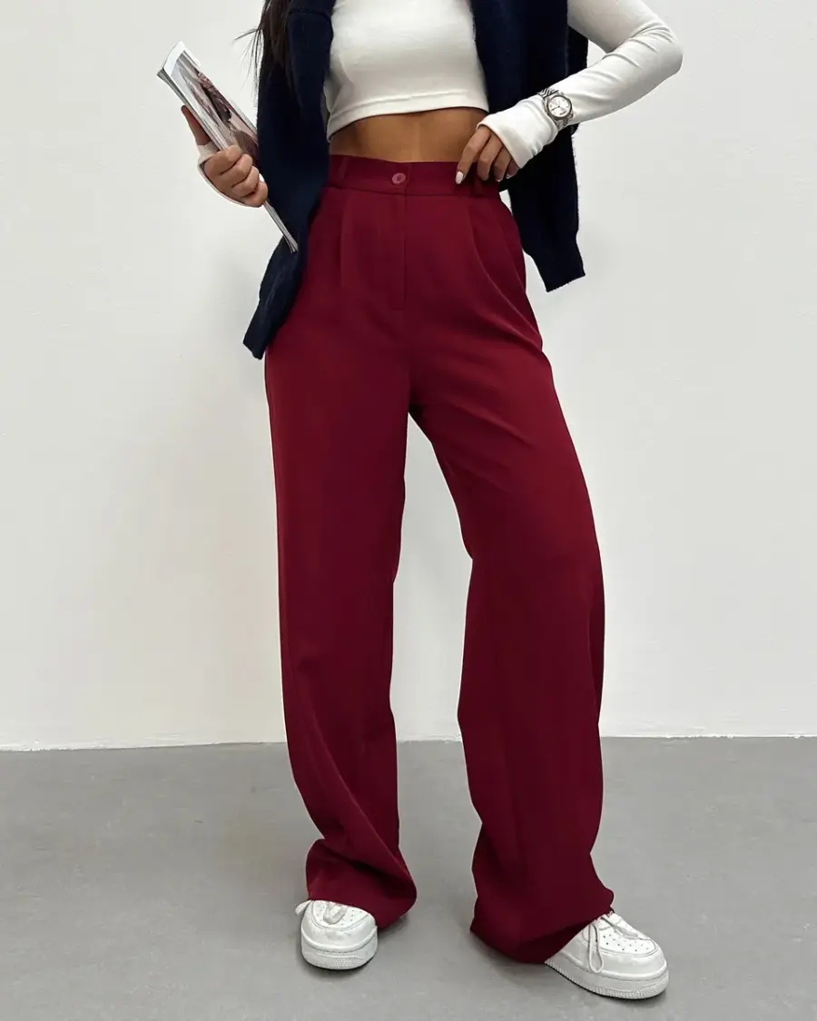 Palazzo hlače Calix - bordo - Slika 3