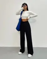 Palazzo hlače Calix - crne - Slika 4