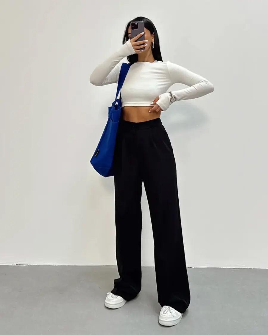 Palazzo hlače Calix - crne - Slika 4