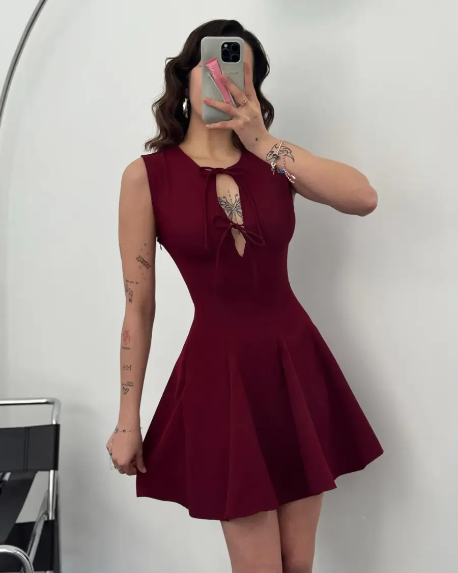 Mini haljina Madox  - bordo - Slika 3