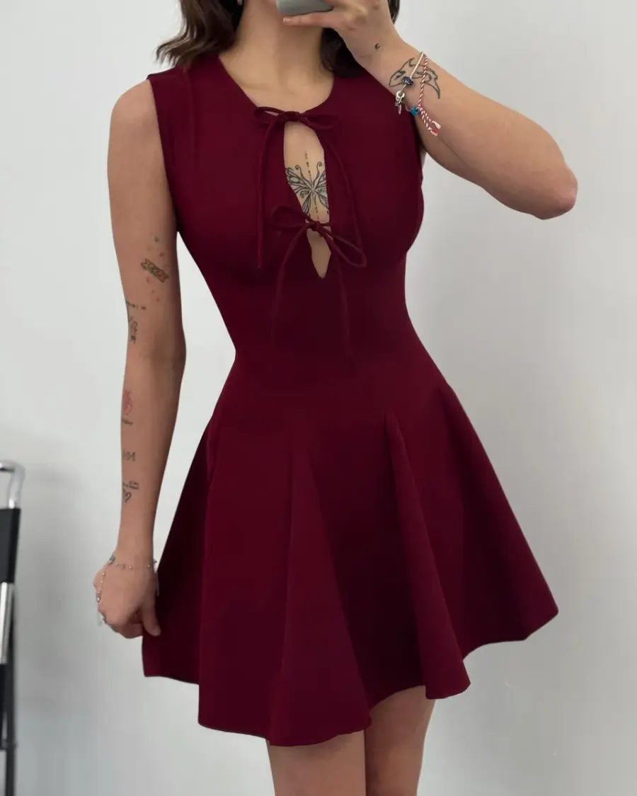 Mini haljina Madox  - bordo - Slika 2