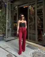 Palazzo hlače Kiraye - bordo