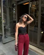 Palazzo hlače Kiraye - bordo - Slika 3